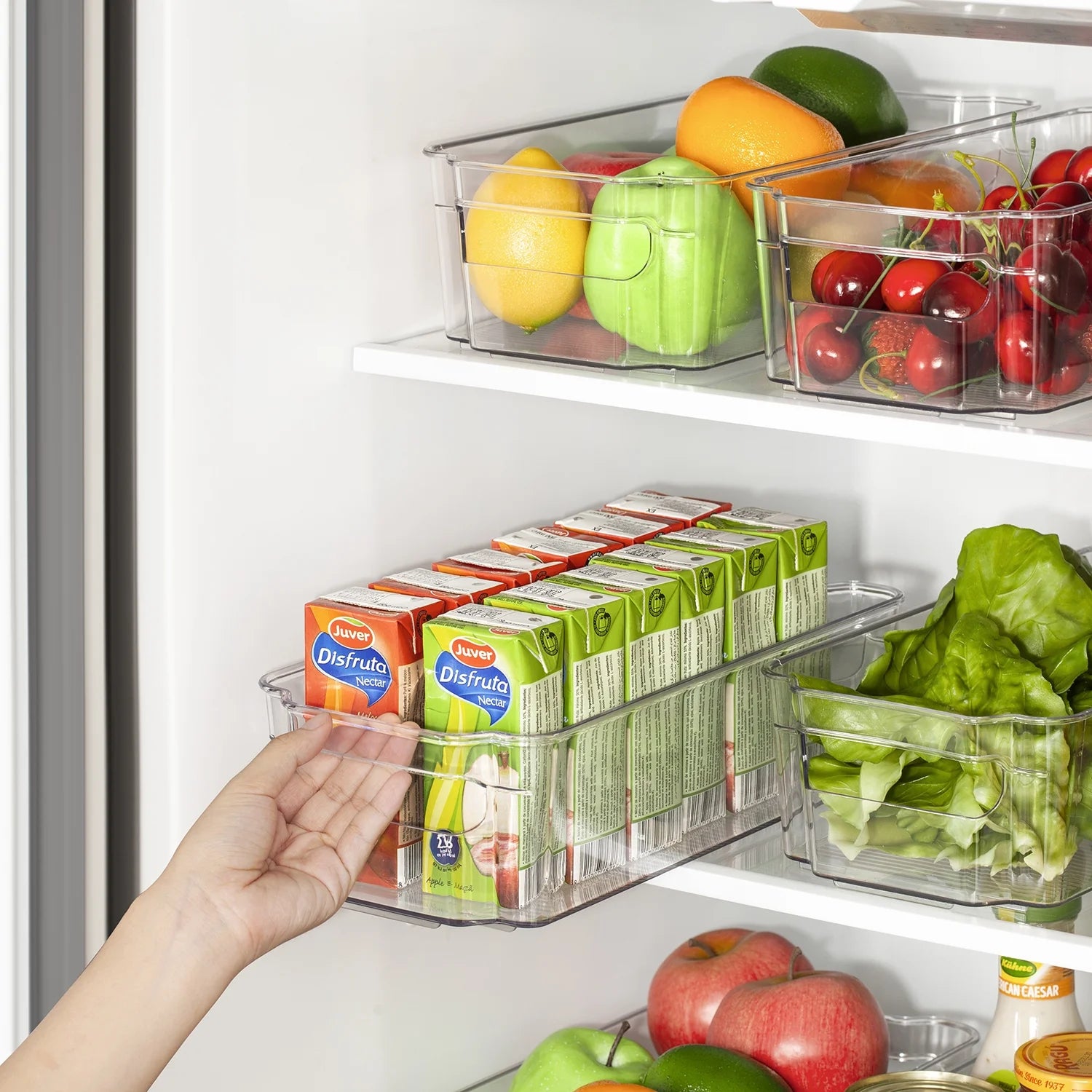 Refrigerator Organizer Bins, 8Pcs Clear Bins, Pantry Kitchen Organization and Storage, 12.5" Long