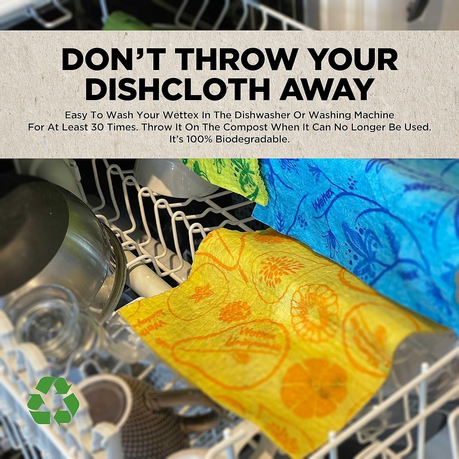the Original 10 Pack Swedish Dishcloth for Kitchen - Eco Friendly Reusable Paper Towels - Assorted Dish Cloths for Washing Dishes