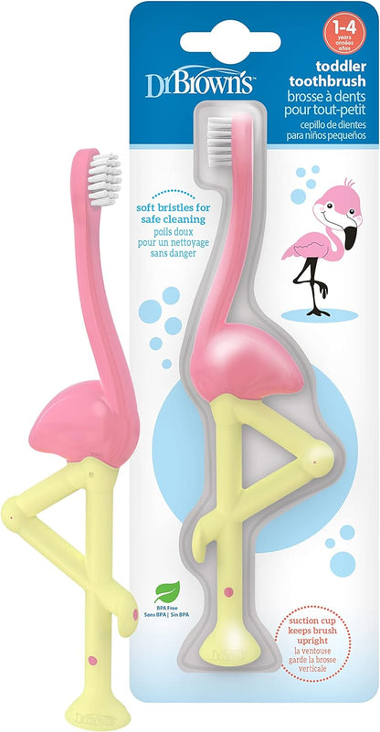 Baby and Toddler Toothbrush, Flamingo 1-Pack, 1-4 Years
