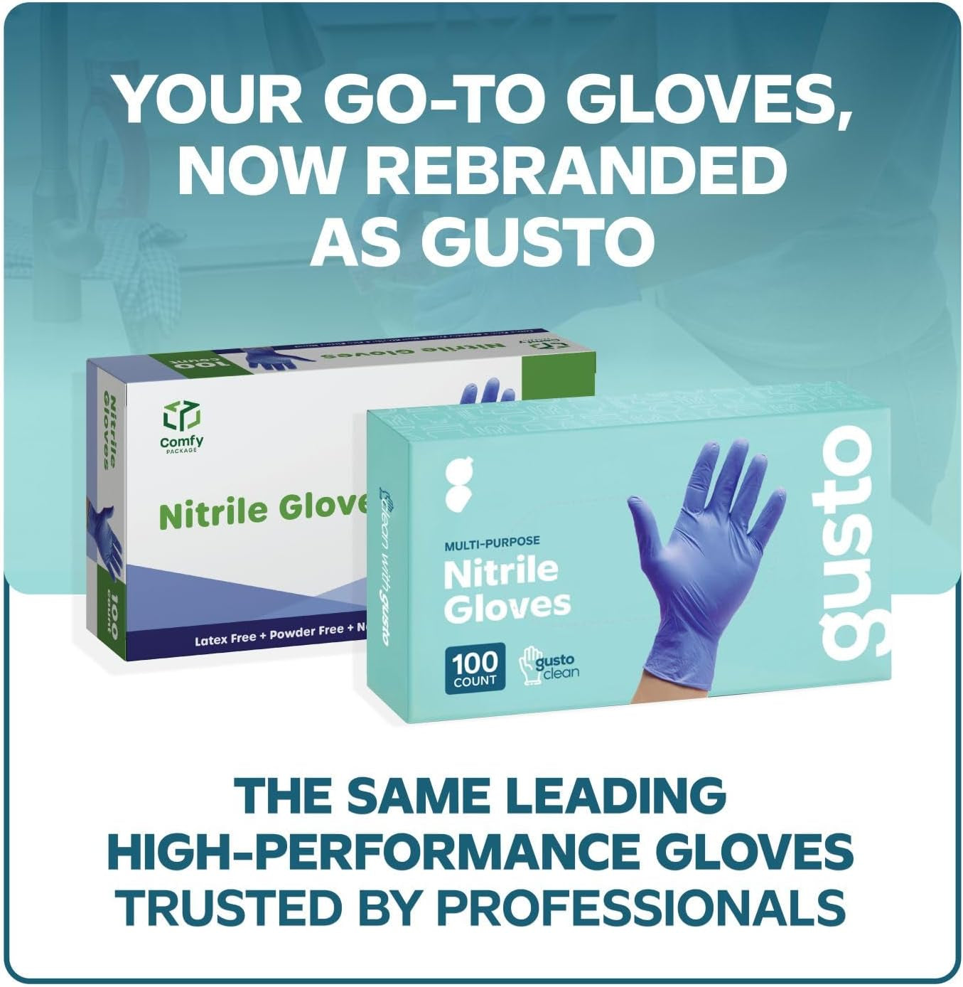 [100 Pack] Disposable Nitrile Gloves - Powder & Latex Free