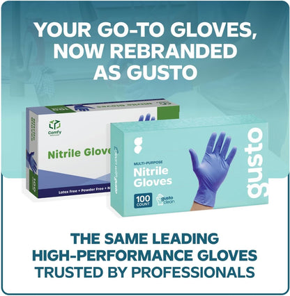 [100 Pack] Disposable Nitrile Gloves - Powder & Latex Free